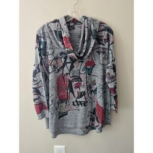 INOAH Women's Long Sleeve Cowl Neck Art-To-Wear Blouse Top Size Small